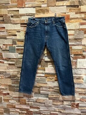 KHAITE Dark Blue Slim Straight Jeans